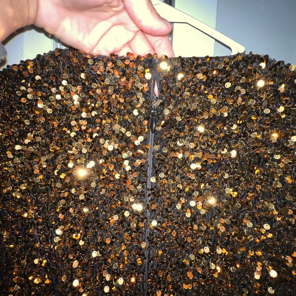 Black gold sequins dress worn 1x - Picture 8 of 10